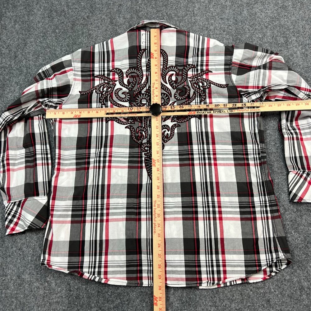 Panhandle Slim Shirt Adult Extra Large Red Black Pearl Snap Western Mens * - Picture 13 of 15